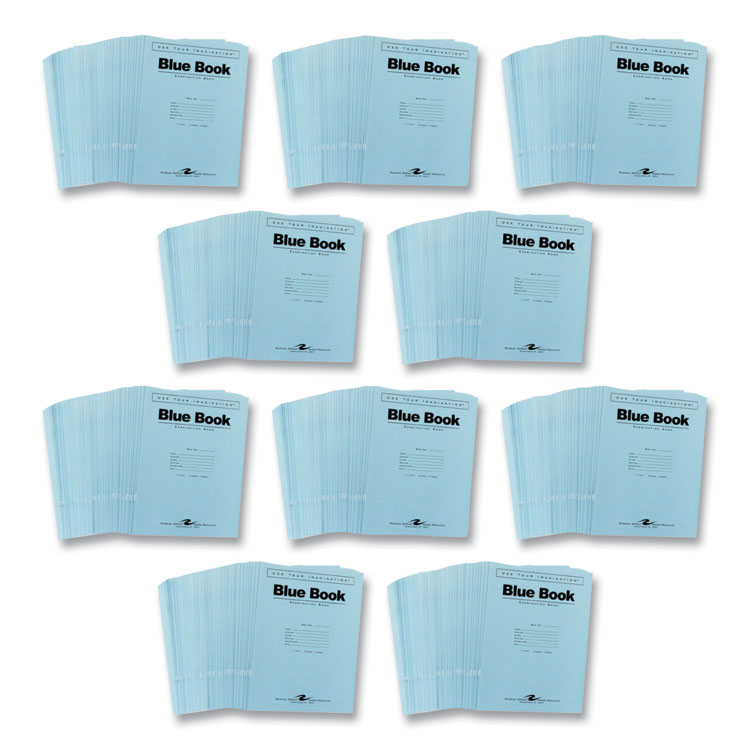 Roaring Spring Examination Blue Book, Wide/Legal Rule, Blue Cover, (6) 11 x 8.5 Sheets, 500/Carton (ROA77516CS)
