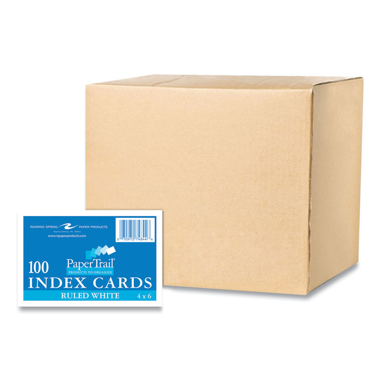 Roaring Spring White Index Cards, Narrow Ruled, 4 x 6, 100 Cards, 36/Carton (ROA74844CS)