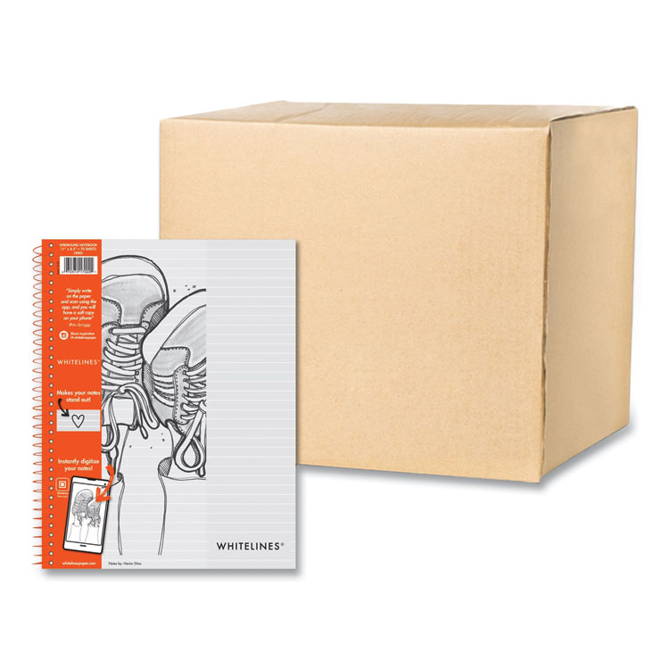 Roaring Spring Whitelines Notebook, Medium/College Rule, Gray/Black/Orange Cover, (70) 11 x 8.5 Sheets, 12/Carton (ROA17000CS)