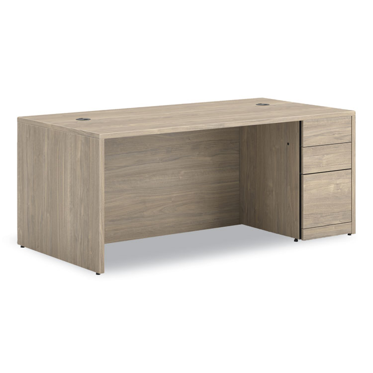 HON 10500 Series Single Full-Height Pedestal Desk, Right: Box/Box/File, 72" x 36" x 29.5", Kingswood Walnut (HON105895RLKI1)