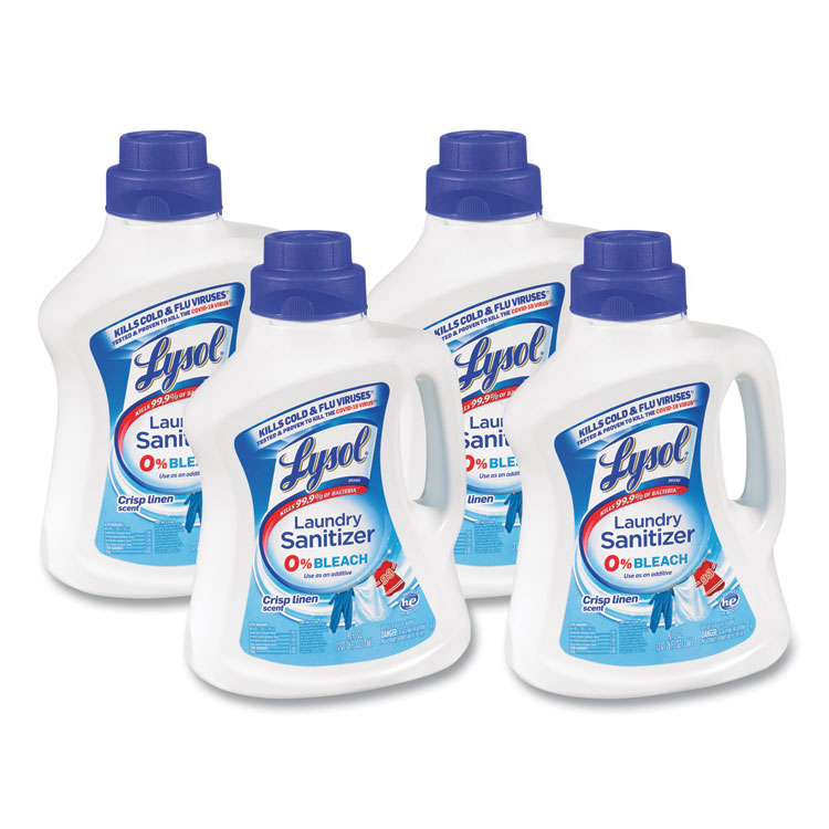 LYSOL Brand Laundry Sanitizer, Liquid, Crisp Linen, 90 oz, 4/Carton (RAC95872)