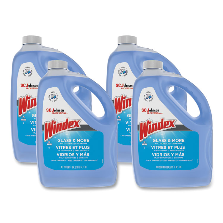 Windex Glass Cleaner with Ammonia-D, 1 gal Bottle, 4/Carton (SJN696503)