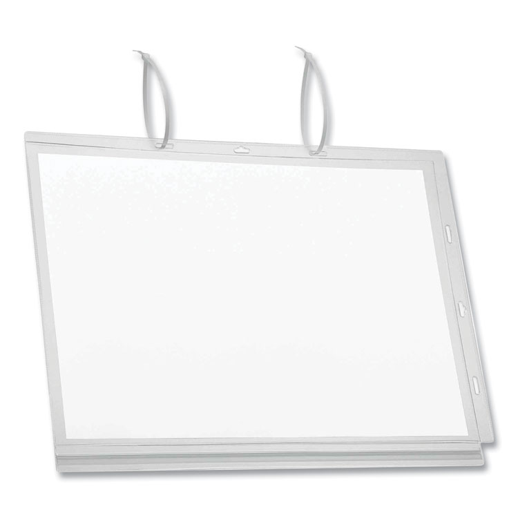 Durable Water-Resistant Sign Holder Pockets with Cable Ties, 11 x 17, Clear Frame, 5/Pack (DBL502819)