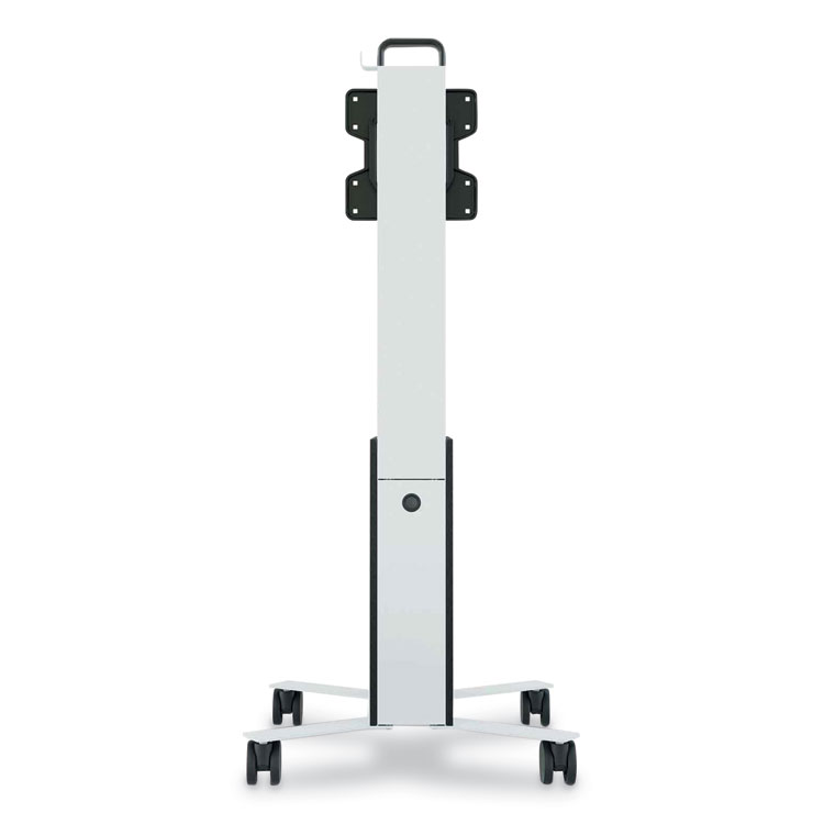 Durable Mobile TV Cart COWORKSATION, Engineered Wood, 3 Shelves, Supports 40 lb, 22.5" x 22.6" x 50.89", White (DBL370202)