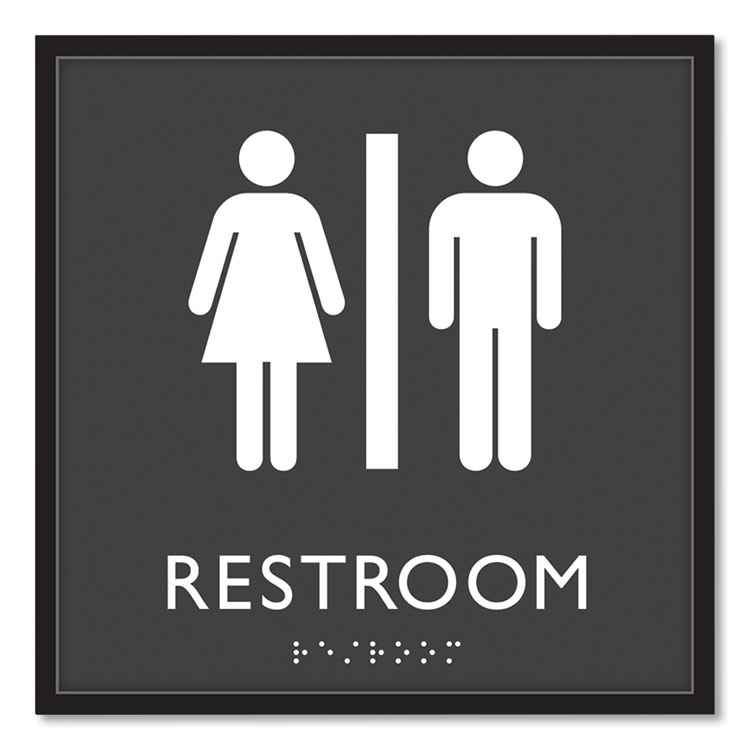 Headline Sign ADA Sign, Unisex Restroom, Plastic, 8 x 8, Clear/White (USS66910)