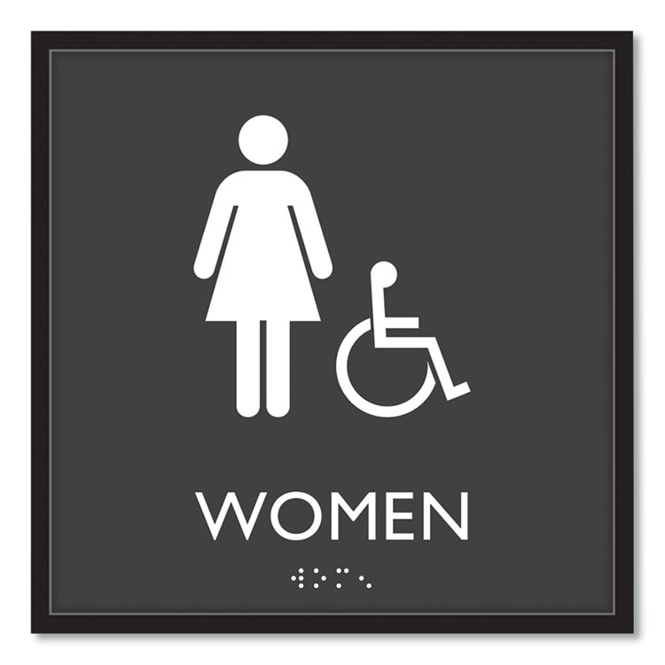 Headline Sign ADA Sign, Women Accessible, Plastic, 8 x8, Clear/White (USS66913)