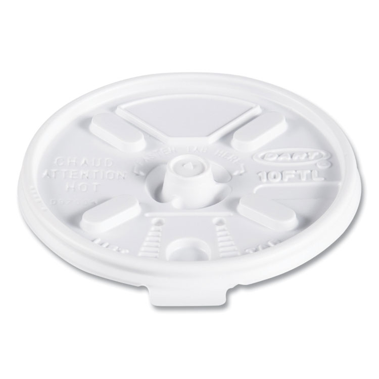Dart Lift n' Lock Plastic Hot Cup Lids, Fits 10 oz Hot Cups, White, 1,000/Carton (DCC10FTL)