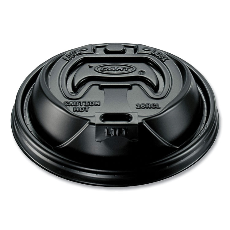Dart Optima Reclosable Lid, Fits 12 oz to 24 oz Hot Cups, Plastic, Black, 100/Pack, 10 Packs/Carton (DCC16RCLBLK)