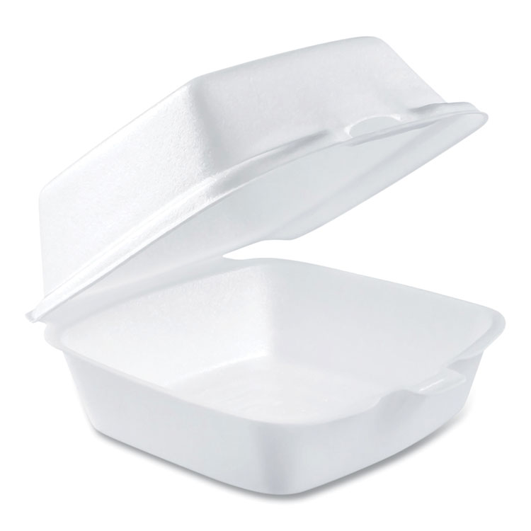 Dart Foam Hinged Lid Containers, 5.38 x 5.5 x 2.88, White, 500/Carton (DCC50HT1)