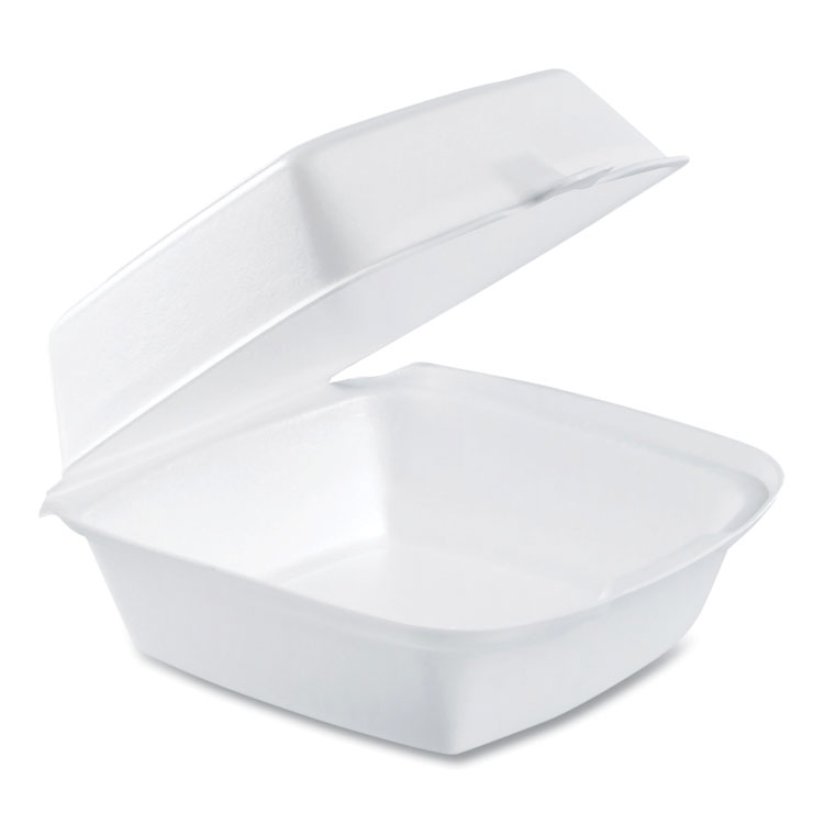 Dart Foam Hinged Lid Containers, 6 x 5.78 x 3, White, 500/Carton (DCC60HT1)