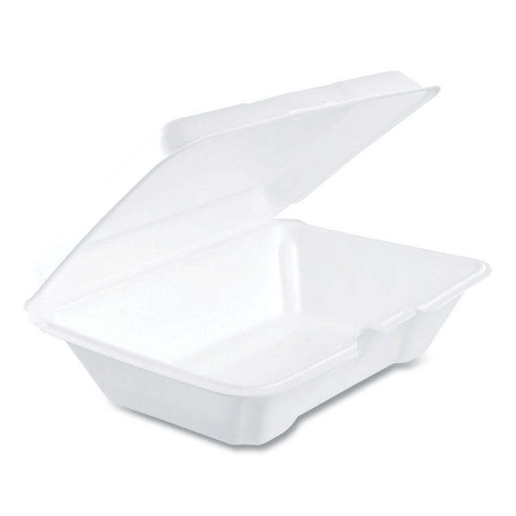 Dart Foam Hinged Lid Containers, 6.4 x 9.3 x 2.9, White, 100/Pack, 2 Packs/Carton (DCC205HT1)