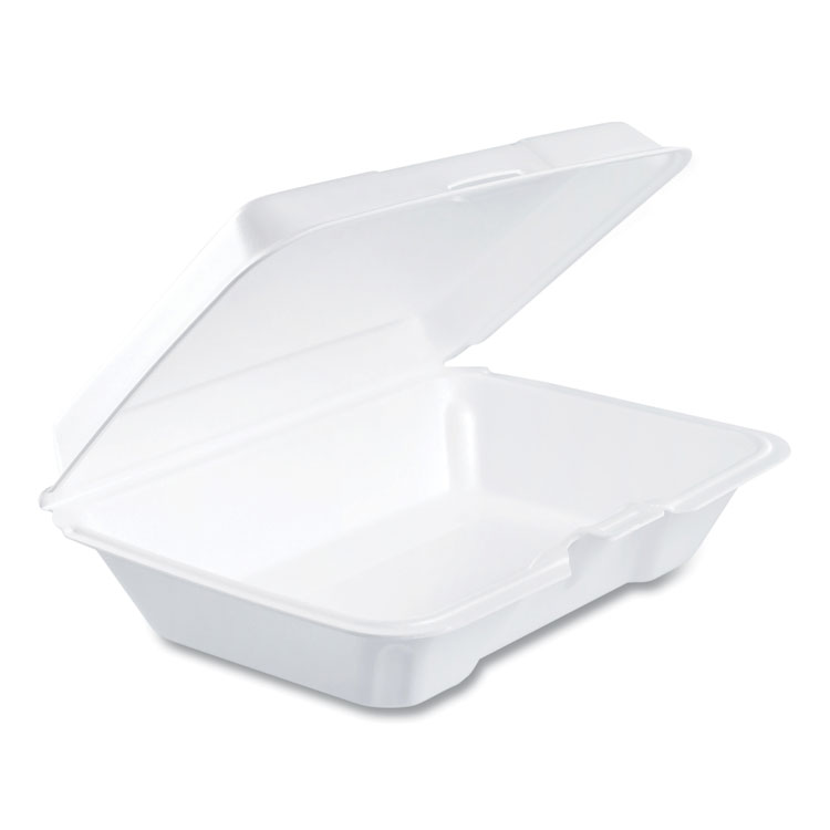 Dart Foam Hinged Lid Containers, 6.4 x 9.3 x 2.6, White, 200/Carton (DCC206HT1R)