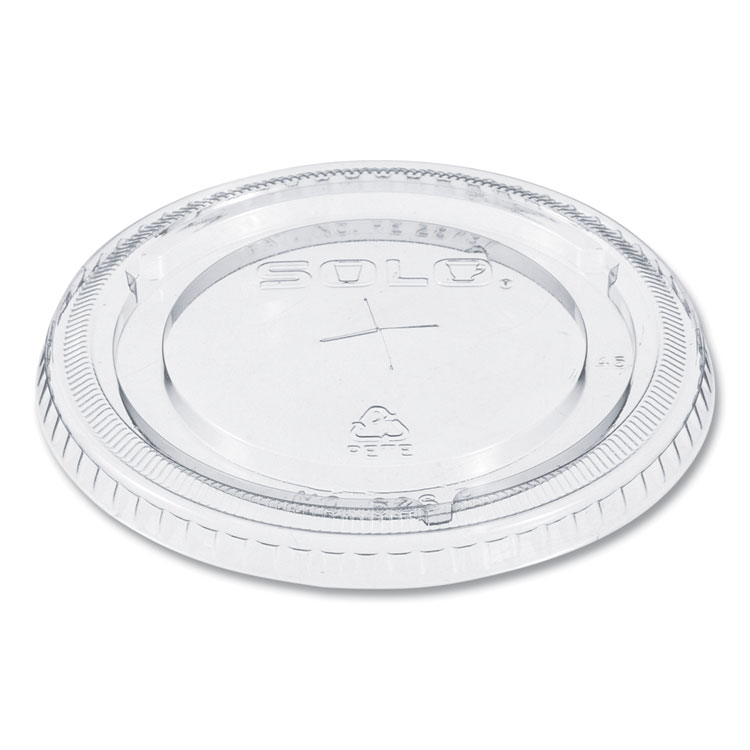 SOLO PETE Flat Straw-Slot Cold Cup Lids, Fits 16 oz to 24 oz Cold Cups, Plastic, Clear, 100/Pack, 10 Packs/Carton (DCC626TSCT)