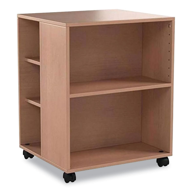 Durable Flexible Multi-Functional Cart for Office Storage, Wood, 6 Shelves, 20.79 x 23.31 x 29.45, Beech (DBL311347)