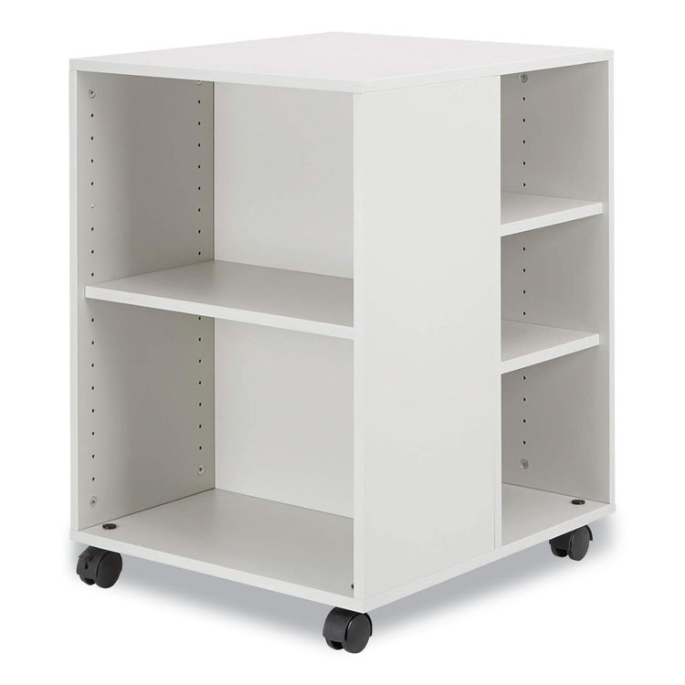 Durable Flexible Multi-Functional Cart for Office Storage, Wood, 6 Shelves, 20.79 x 23.31 x 29.45, White (DBL311302)