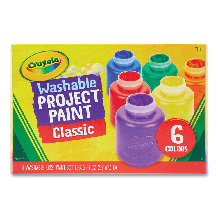Crayola Washable Paint, 6 Assorted Colors, 2 oz Bottle, 6/Pack (CYO541204)