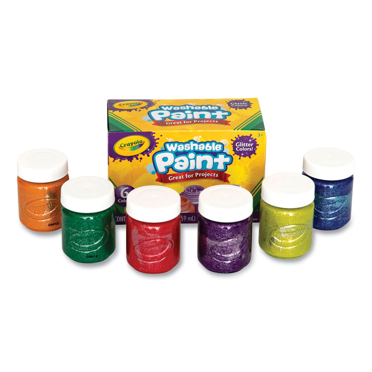 Crayola Washable Paint, 6 Assorted Classic Colors, 2 oz Bottle, 6/Pack (CYO542400)