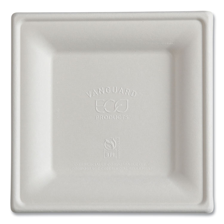 Eco-Products Vanguard Renewable and Compostable Sugarcane Plates, 6 x 6, White, 500/Carton (ECOEPP021NFA)