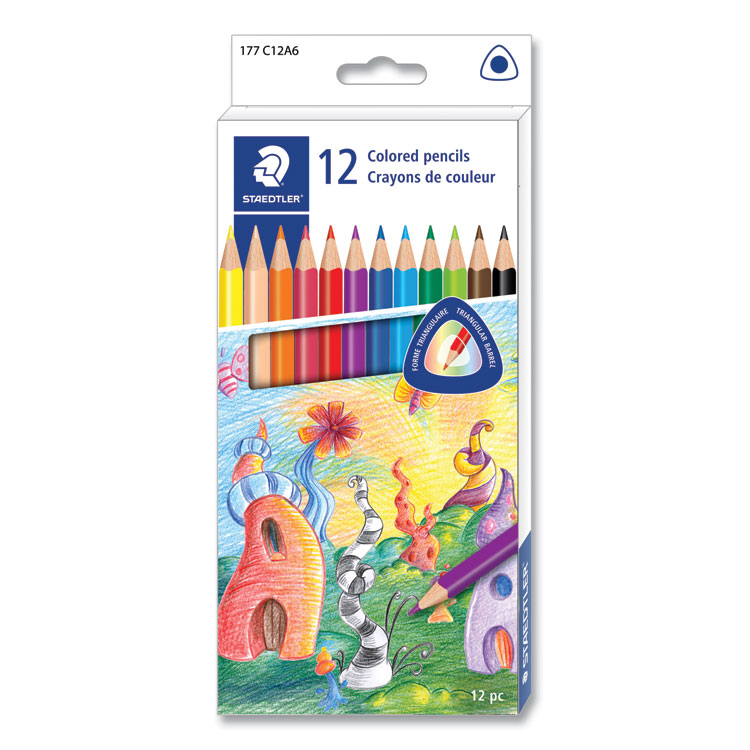 Staedtler Colored Pencils, 3 mm, Assorted Lead/Barrel Colors,12/Pack (STD177C12A6)