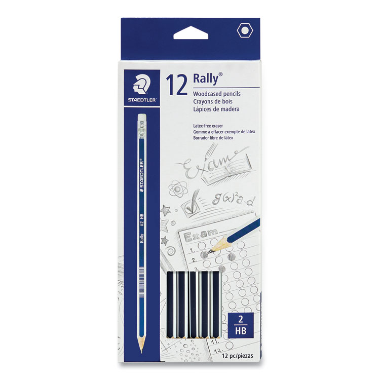 Staedtler Woodcase Pencil, HB #2, Black Lead, Blue/White Barrel, 12/Pack (STD13218HBC12)