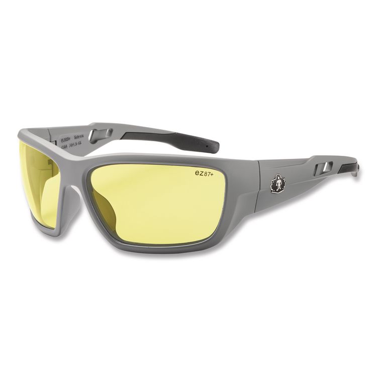 ergodyne Skullerz BALDR Safety Glasses, Matte Gray Nylon Impact Frame, Yellow Polycarbonate Lens (EGO57150)