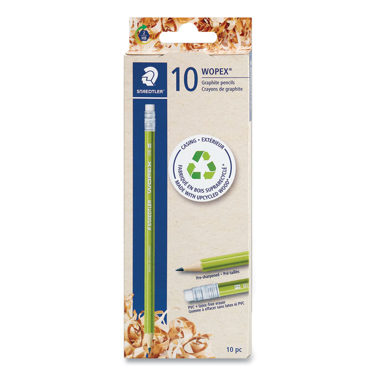 Staedtler Wopex Extruded Pencil, HB (#2), Black Lead, Green Barrel, 10/Pack (STD182C10A6)