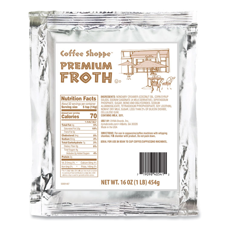 Coffee Shoppe Premium Froth Topping, 1 lb Bag, 12/Carton (CPH40541)