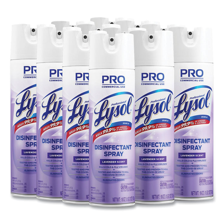 Professional LYSOL Brand Disinfectant Spray, Lavender, 19 oz Aerosol Spray, 12/Carton (RAC89097CT)