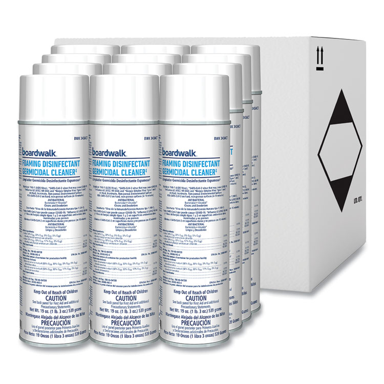 Boardwalk Foaming Disinfectant Germicidal Cleaner, Flowery Scent, 19 oz Aerosol Can, 12/Carton (BWK343ACT)