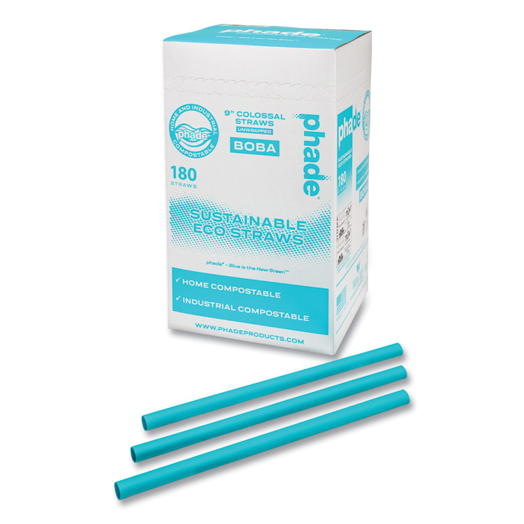 phade Marine Biodegradable Straws, Boba Straws, 9", Ocean Blue, 720/Carton (CAR511207)