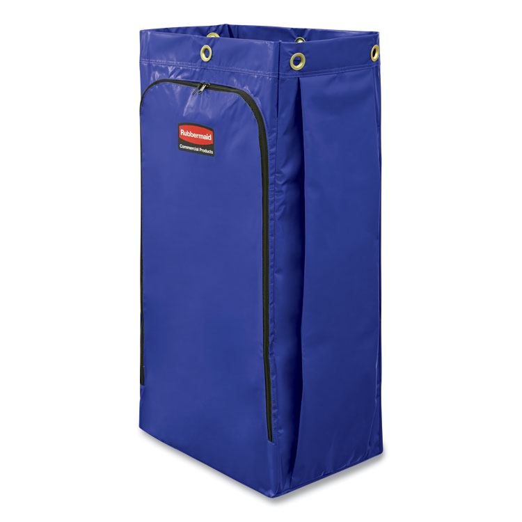 Rubbermaid Commercial Vinyl Cleaning Cart Bag for Rubbermaid Commercial High-Capacity Cleaning Carts, 34 gal, 10.5" x 17.5" x 33", Blue (RCP1966883)