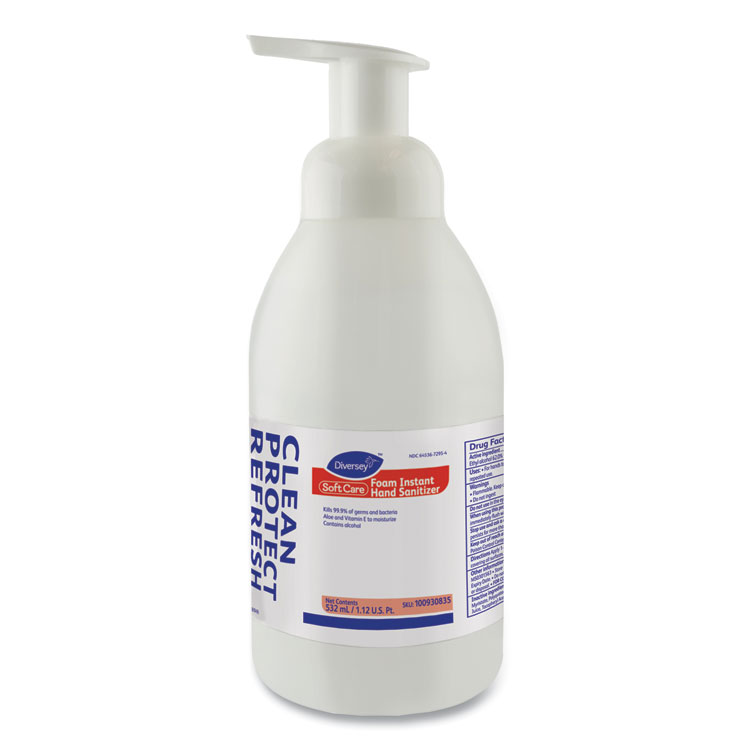 Diversey Soft Care Instant Foam Hand Sanitizer, 532 mL Pump Bottle, Alcohol Scent, 6/Carton (DVO100930835)