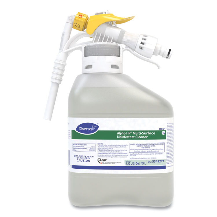 Diversey Alpha-HP Concentrated Multi-Surface Cleaner, Citrus Scent, 5,000 mL RTD Spray Bottle (DVO5549271)