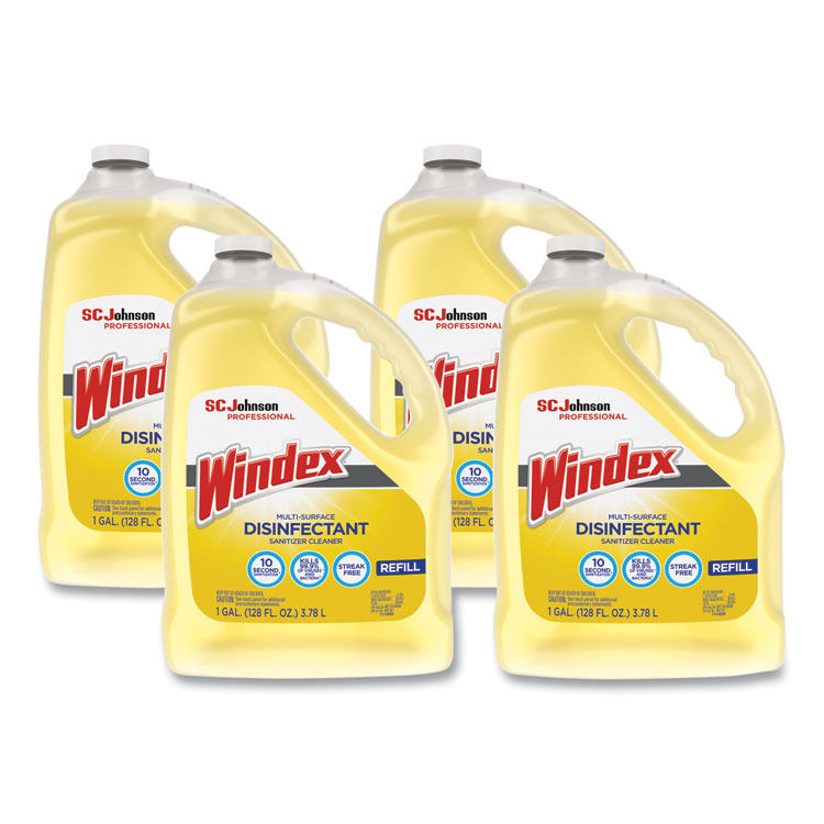 Windex Multi-Surface Disinfectant Cleaner, Citrus, 1 gal Bottle, 4/Carton (SJN682265)