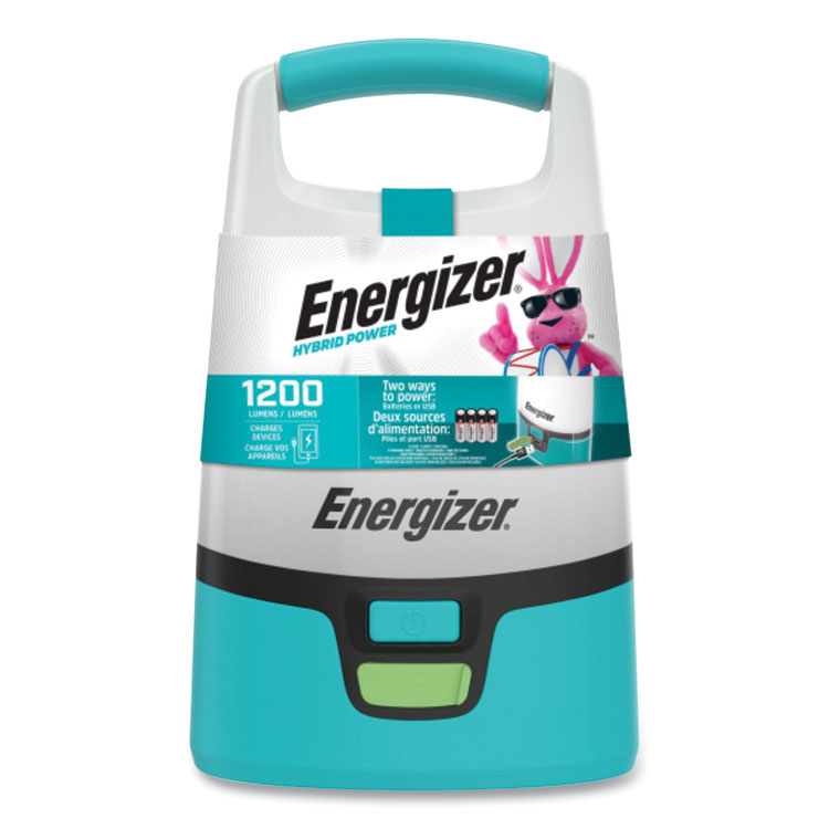 Energizer Vision Hybrid Lantern, 4 AA (Sold Separately), 1 Rechargeable Lithium Ion (Sold Separately), Teal/White (EVEENALUH28)