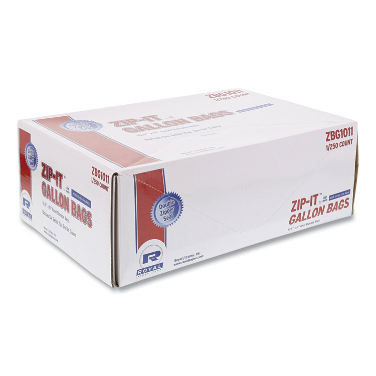 AmerCareRoyal Zipper Bags, Gallon, 10.5" x 10.98", Clear, 250/Carton (RPPZBG1011)