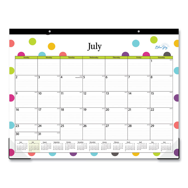 Blue Sky Teacher Dots Academic Desk Pad, 22 x 17, Black Binding, Clear Corners, 12-Month (July to June): 2025 to 2026 (BLS105496)