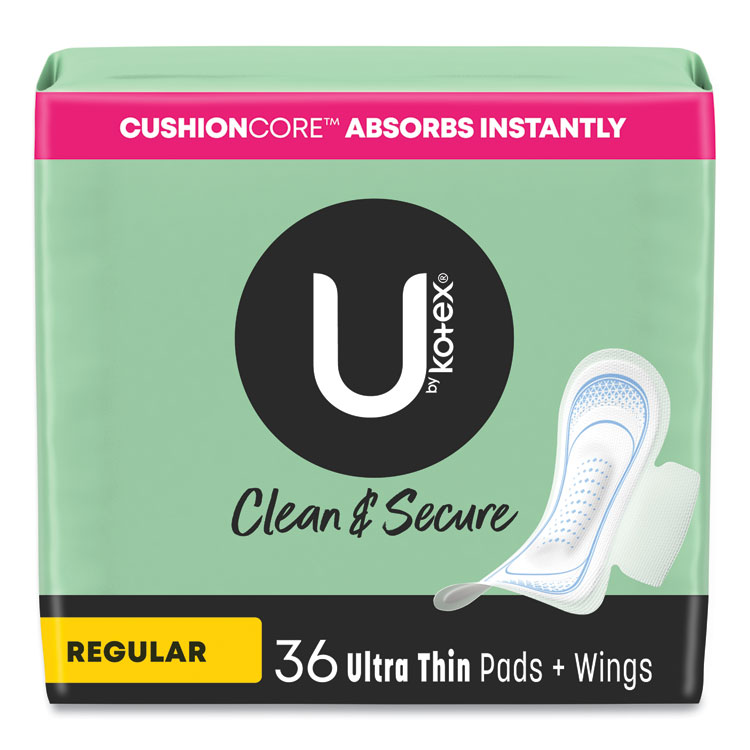 Kotex U by Kotex Security Regular Ultrathin Pad with Wings, Unscented, 36/Pack (KCM53631)
