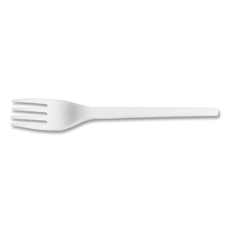 Vegware White CPLA Cutlery, General Purpose Fork, Plastic, White, 1,000/Carton (VEGVWFK65)