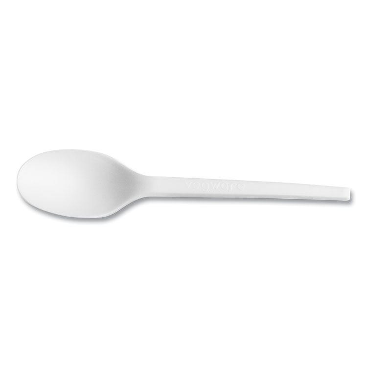 Vegware White CPLA Cutlery, General Purpose Spoon, Plastic, 1,000/Carton (VEGVWSP65)