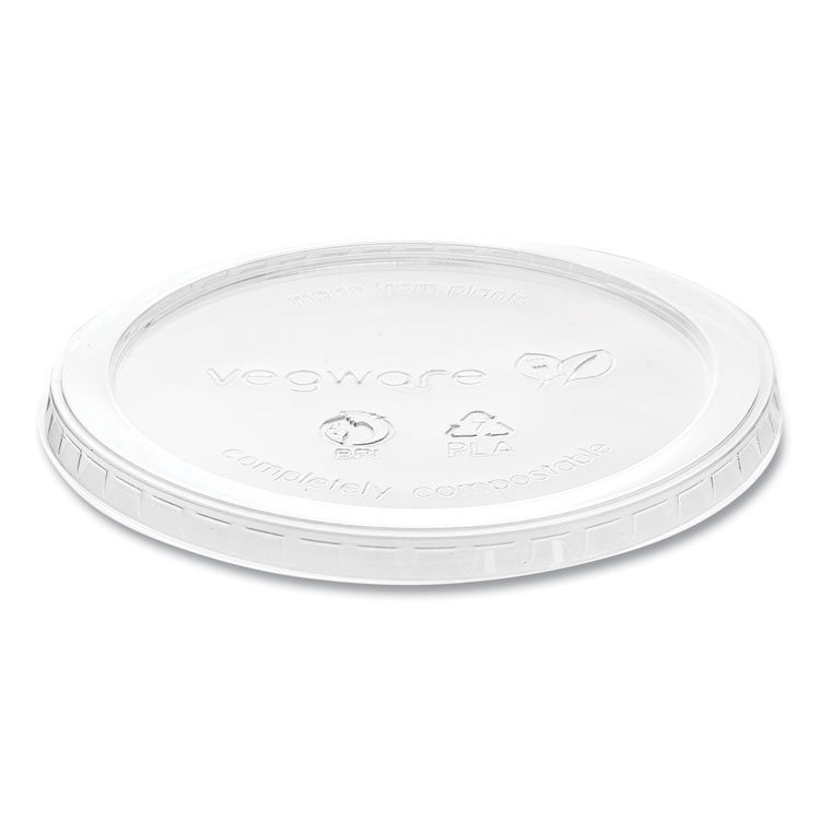 Vegware Round Deli Pot Lids, Compostable, For 8 oz to 32 oz Deli Containers, Clear, Plastic, 500/Carton (VEGVDC120H)