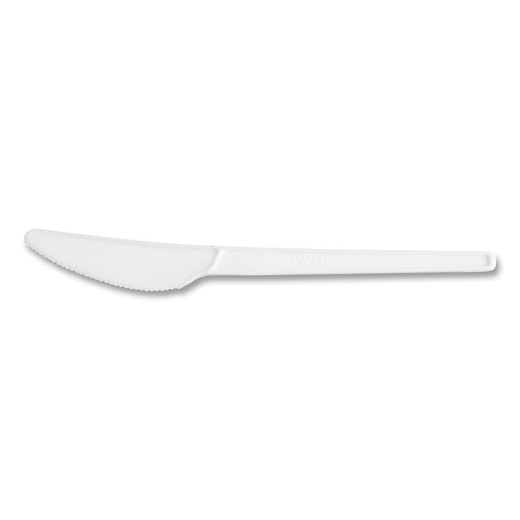 Vegware White CPLA Cutlery, General Purpose Knife, Plastic, White, 1,000/Carton (VEGVWKN65)