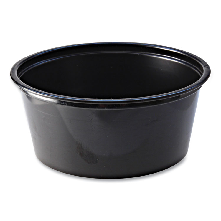 Fabri-Kal Portion Cups, 3.25 oz, Plastic, Black, 125/Sleeve, 20 Sleeves/Carton (FABPC325B)
