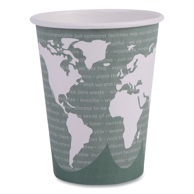 Eco-Products World Art Renewable and Compostable Hot Cups, 12 oz, Paper, Gray, 50/Pack (ECOEPBHC12WAPK)