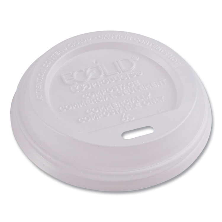 Eco-Products EcoLid Renewable/Compostable Hot Cup Lids, Fits 8 oz Hot Cups, Plastic, White, 50/Packs, 16 Packs/Carton (ECOEPECOLID8)