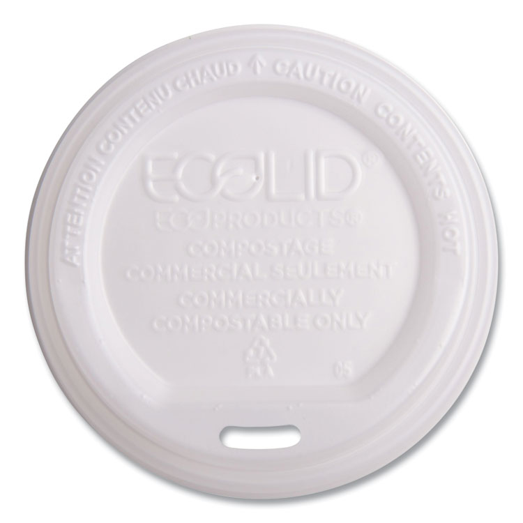 Eco-Products EcoLid Renewable/Compostable Hot Cup Lids, Fits 10 oz to 20 oz Hot Cups, Plastic, White, 50/Pack, 16 Packs/Carton (ECOEPECOLIDW)