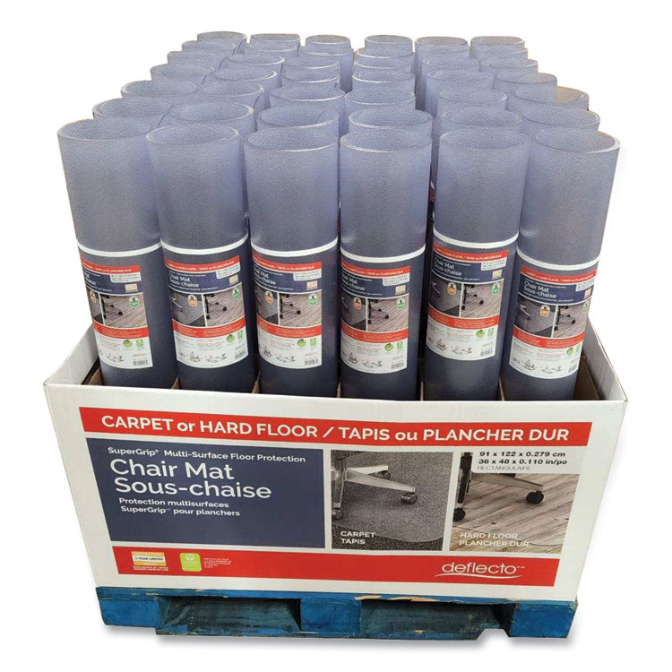 deflecto SuperGrip Chair Mat, Rectangular, 36 x 48, Clear, 42/Pallet (DEFCM23140SPR42)
