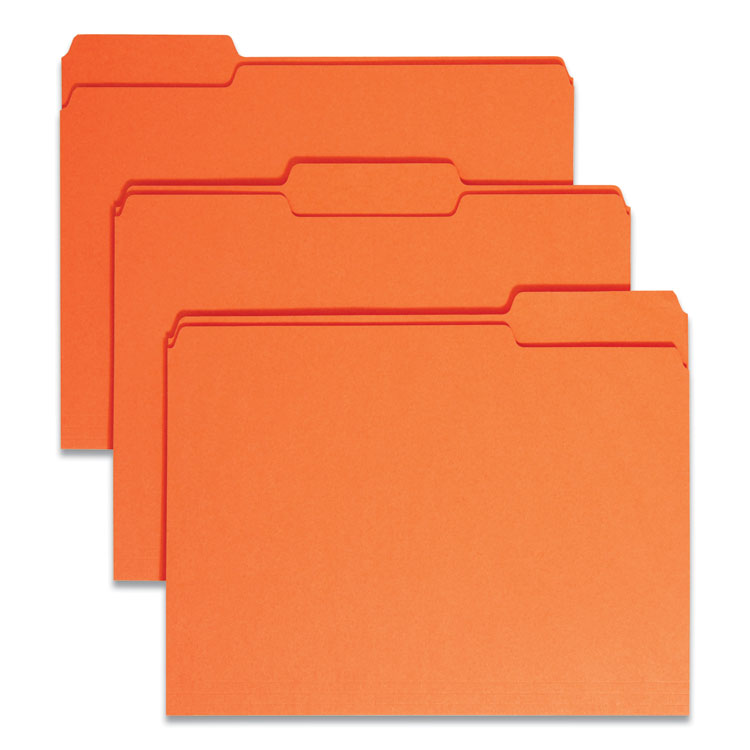 Smead Colored File Folders, 1/3-Cut Tabs: Assorted, Letter Size, 0.75" Expansion, Orange, 100/Box (SMD12543)