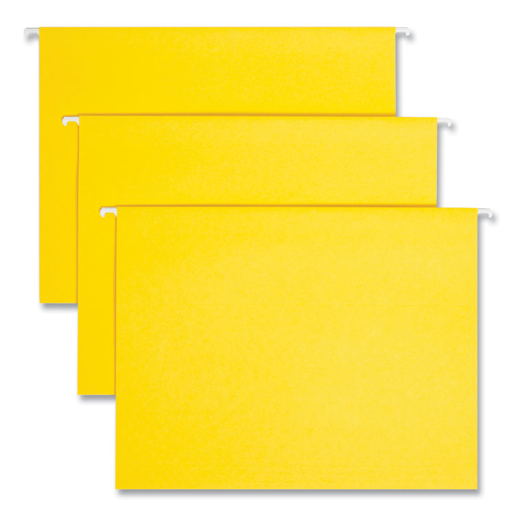 Smead Colored Hanging File Folders with 1/5 Cut Tabs, Letter Size, 1/5-Cut Tabs, Yellow, 25/Box (SMD64069)