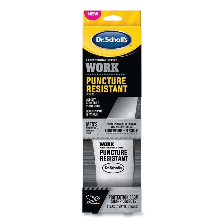 Dr. Scholl's Professional Series Work Puncture Resistant Insoles for Men, Men's Size 8 to 14, Black (DSC00293)